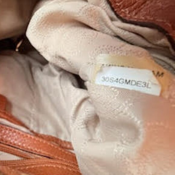 Michael Kors Fulton Large Drawstring Hobo Bag | Cognac Pebbled Luggage Leather - Picture 8 of 12